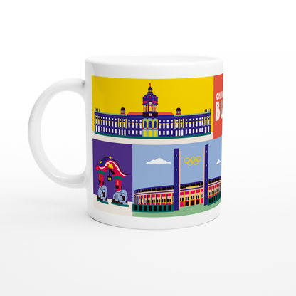 Detailansicht Tasse Charlottenburg mit Schloss und Olympiastadion Zeichnung.