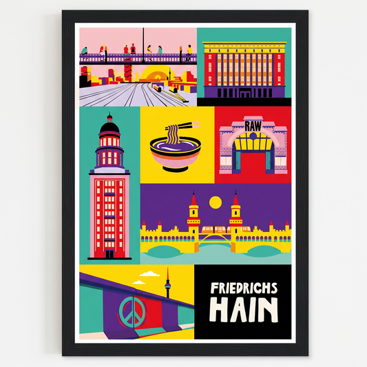 RAW Gelände Eingang als bunte Flat-Illustration auf Premium Poster.