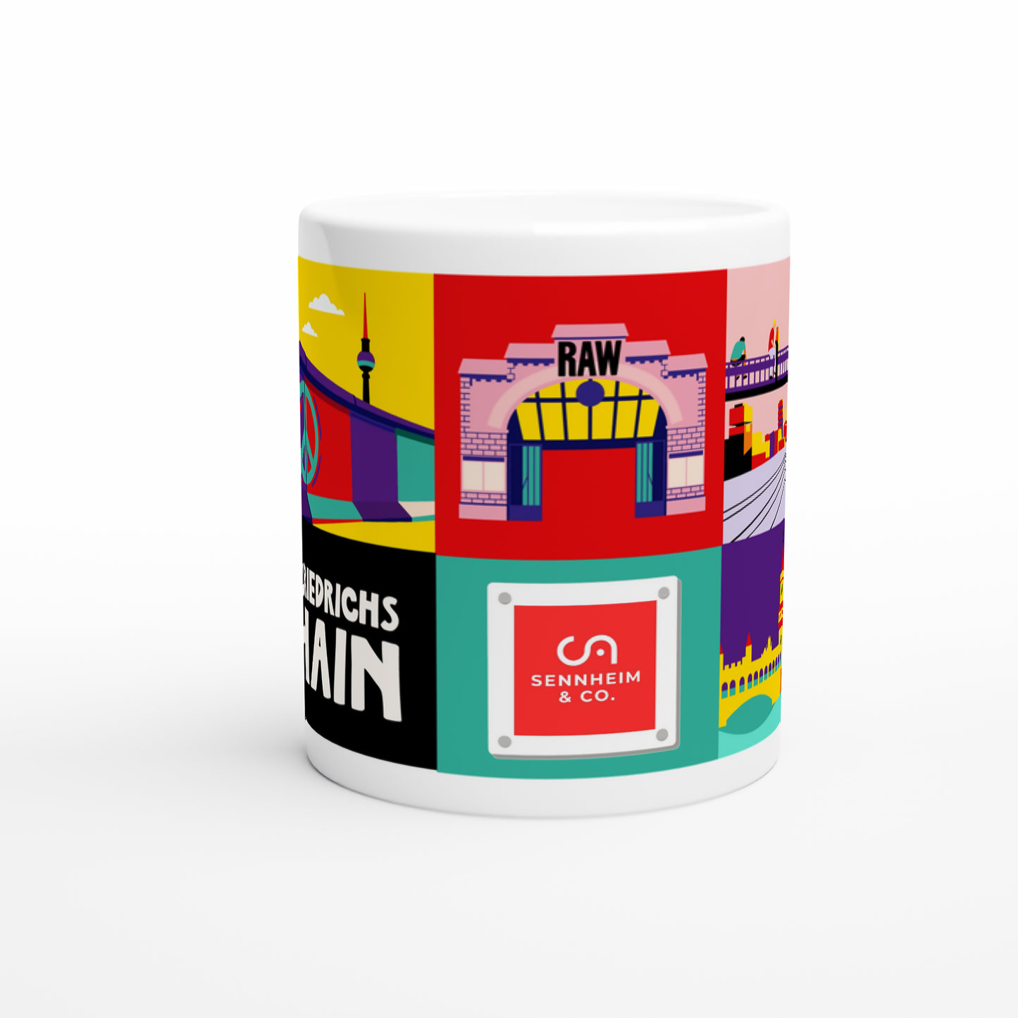 Mitarbeitergeschenk Tasse mit RAW Gelände und Modersohnbrücke Berlin