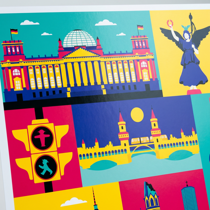Detailansicht Reichstag und Brandenburger Tor auf dem Berlin Kunstdruck.