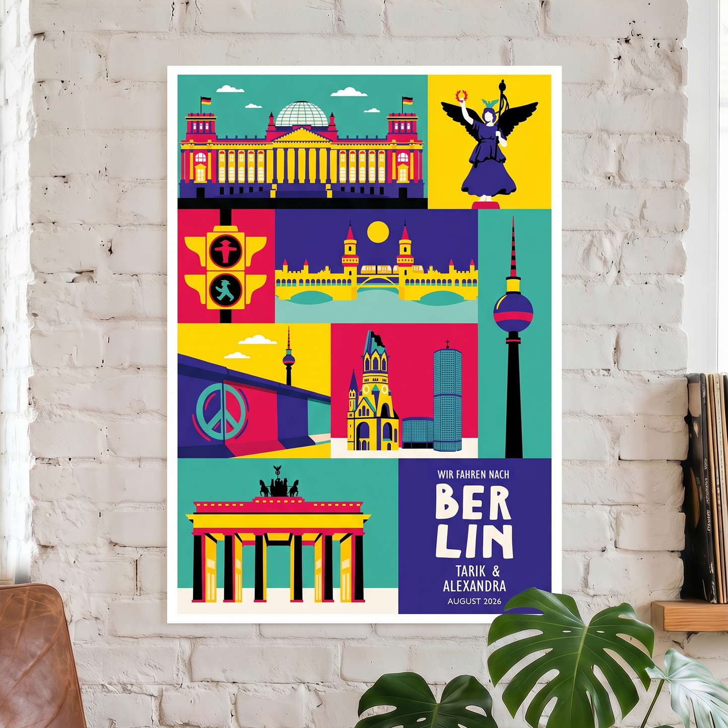 Personalisiertes Poster Berlin im Pop-Art-Design als Reisegutschein.