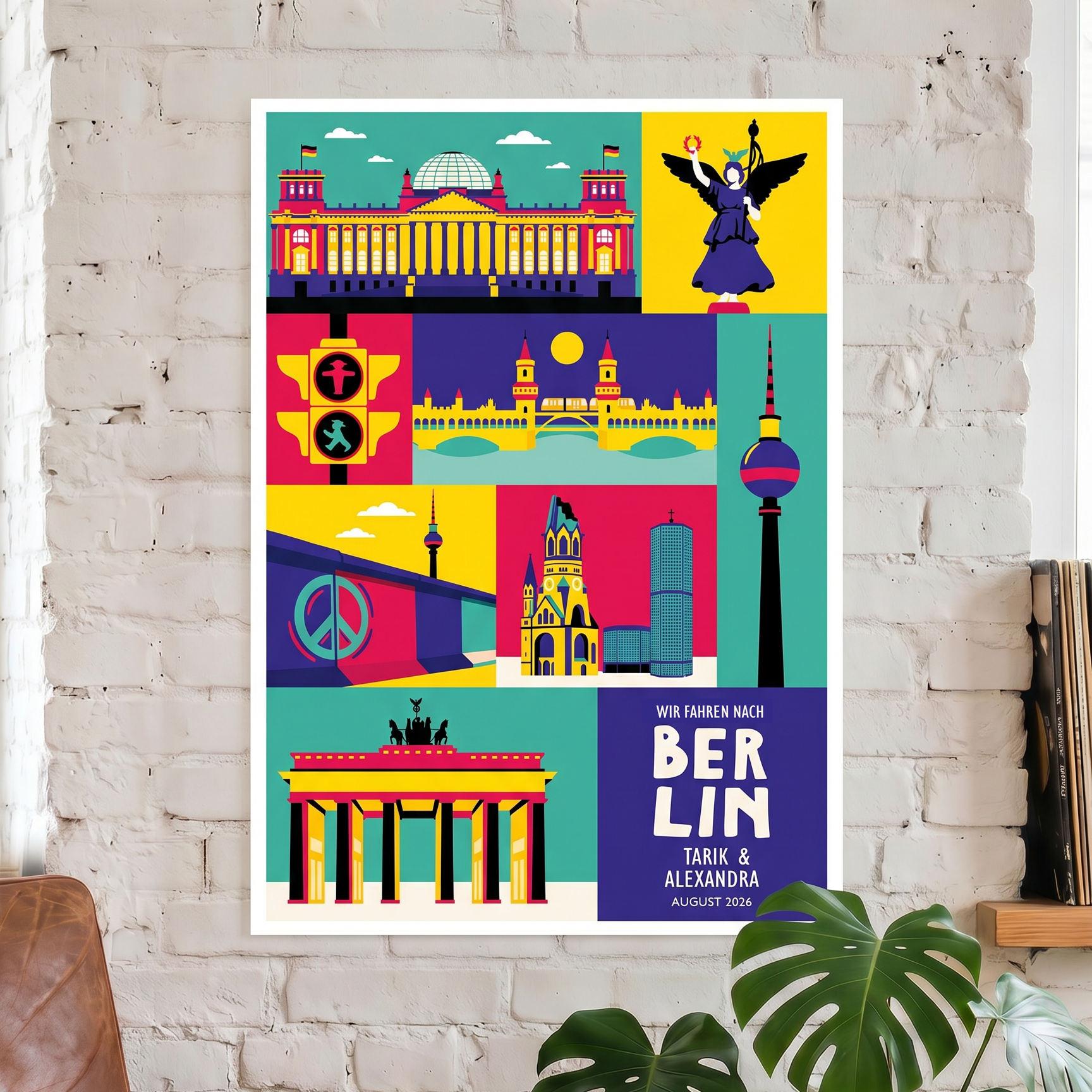Personalisiertes Poster Berlin im Pop-Art-Design als Reisegutschein.
