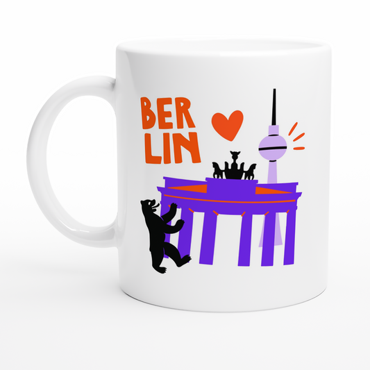 Berlin Tasse mit Brandenburger Tor, Fernsehturm und Bär Illustration