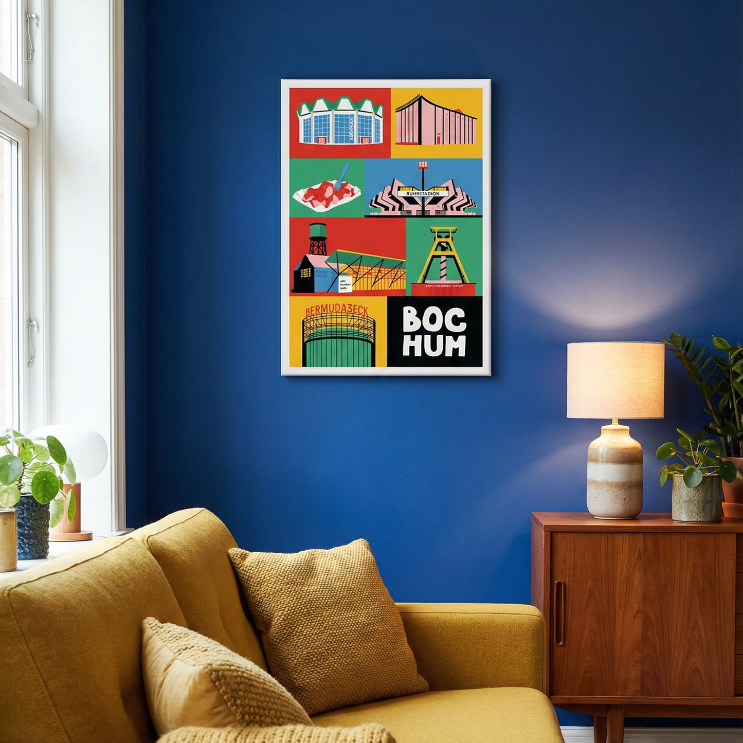 Wandbild Bochum Bermudadreieck in kräftigen Farben für urbanes Interior Design.