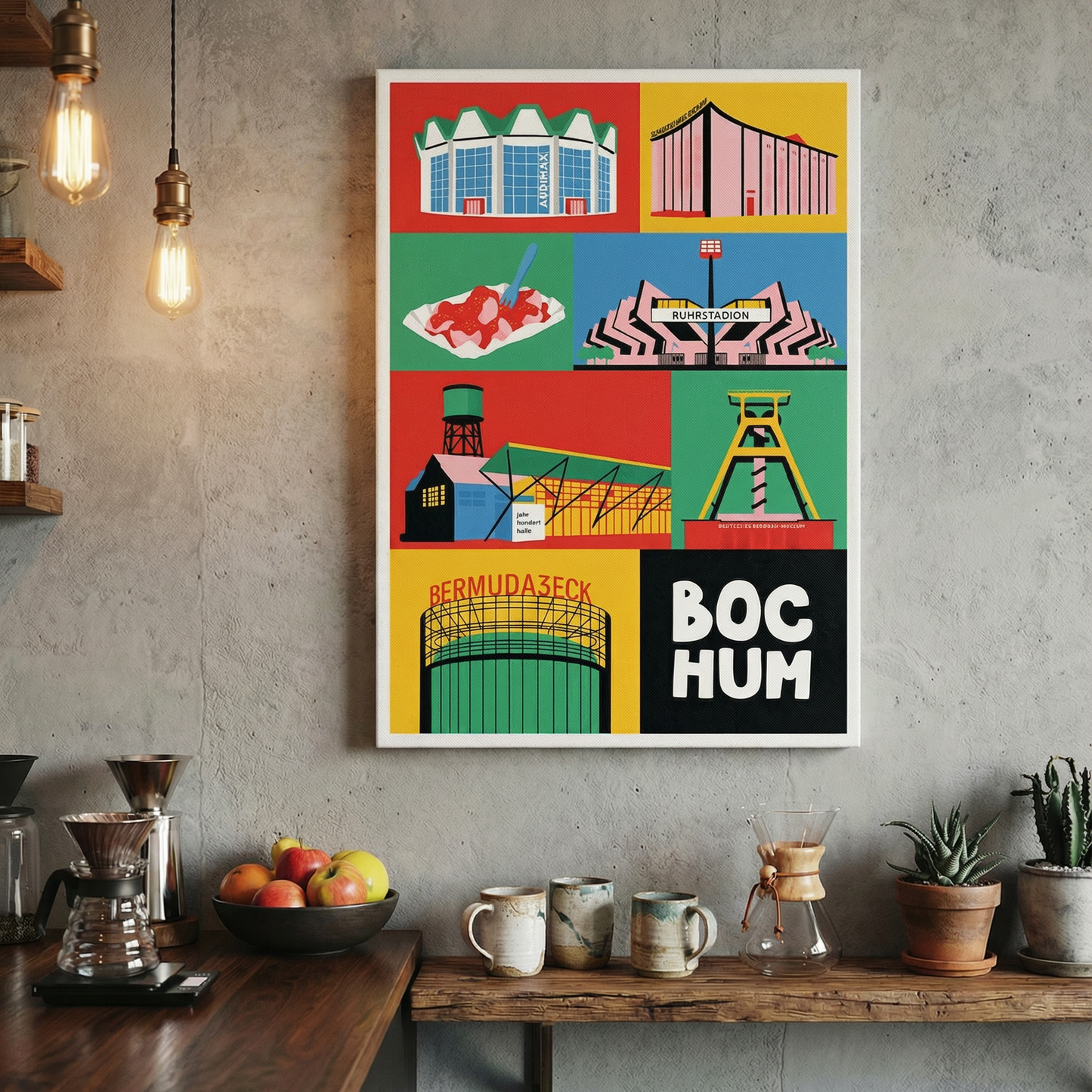 Hochwertige Leinwand Kunstdruck Stadtliebe Bochum nachhaltig produziert.