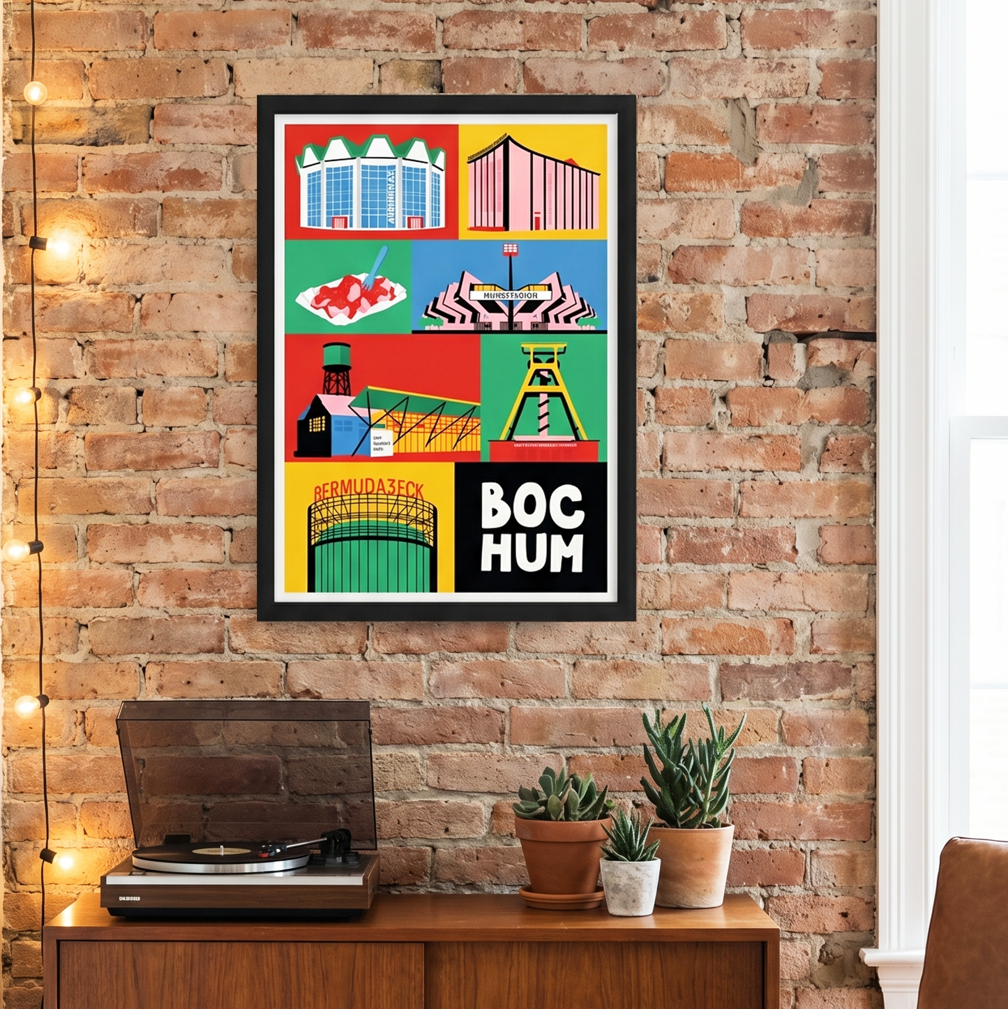 Minimalistisches Städte-Poster Bochum als stilvolle Geschenkidee zum Einzug.