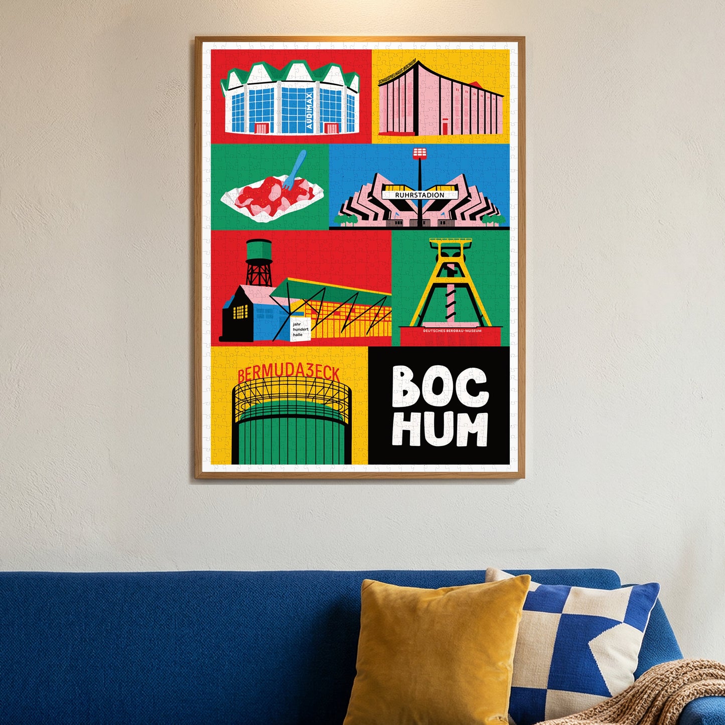 Bochum Puzzle 1000 Teile fertig gelegt als stilvolle Wandkunst Idee.