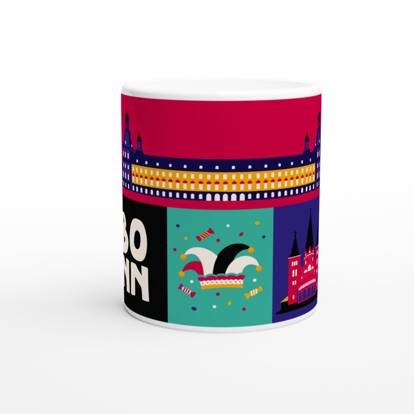Bonn Souvenir Tasse Detailansicht Langen Eugen und Kunstmuseum Illustration.