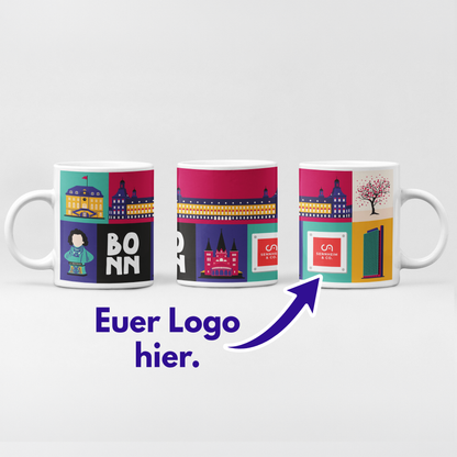 Bonn Tasse B2B personalisierbar mit Logo für Unternehmen zum Jubiläum, Weihnachtsfeier oder zum Onboarding.