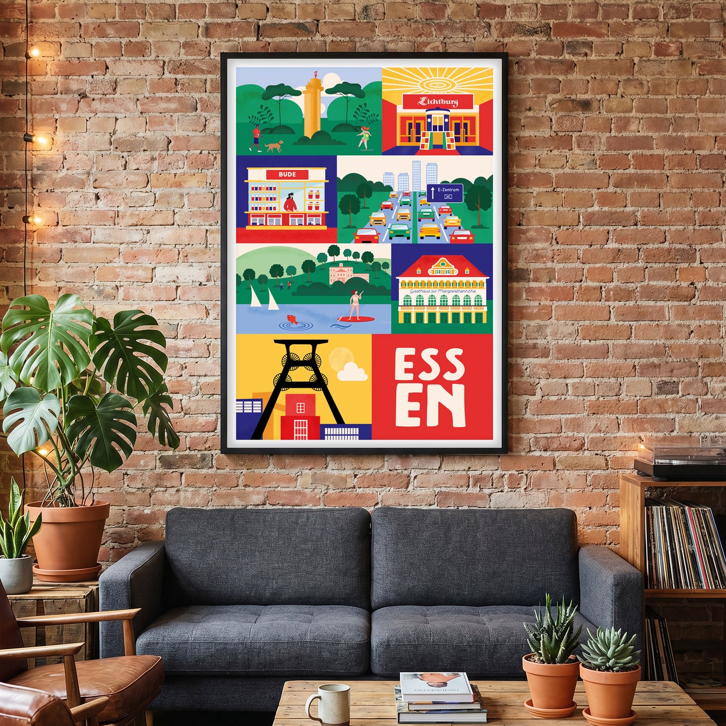 Retro Plakat Design mit Lichtburg und Ruhrpott Bude von Stadtkind Souvenir