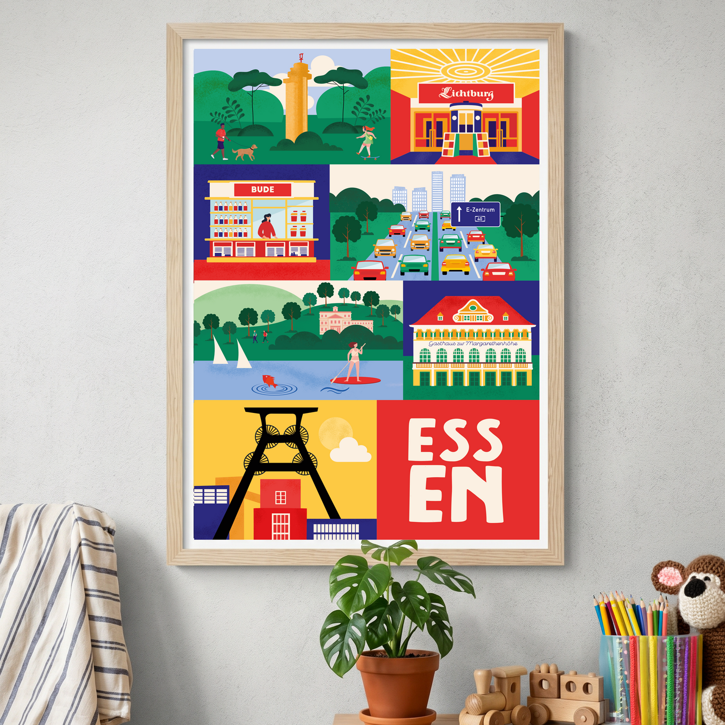 XXLPoster Essen im Rahmen in einem hell eingerichteten Kinderzimmer