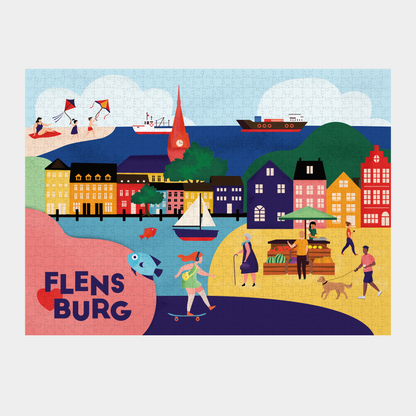 Illustration Flensburg Altstadt als Puzzle