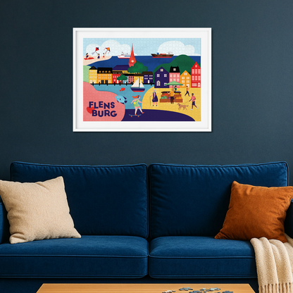 Puzzle mit Flensburg Illustration aus Wandkunst im nordischen Stil