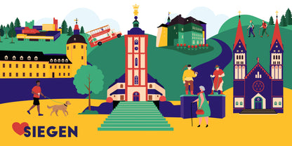 Liebevolle Siegen Illustration – ideal als Souvenir oder Geschenk mit Stadtbezug