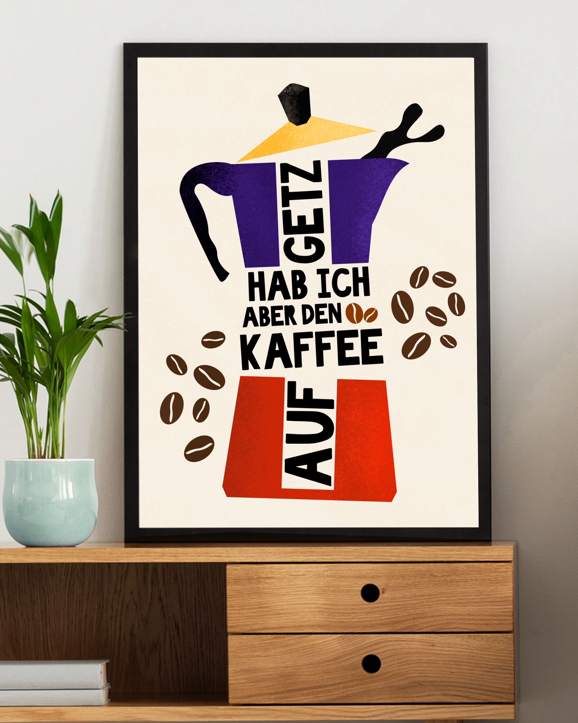 Modernes Wandbild mit humorvollem Ruhrgebiet-Spruch und kreativer Gestaltung.