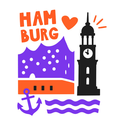Moderne Hamburg Wahrzeichen im Pop-Art Stil