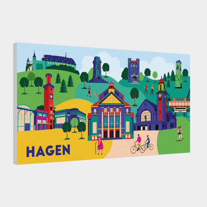 Seitliche Ansicht der Leinwand Hagen, zeigt die Dicke des FSC-zertifizierten Holzrahmens.