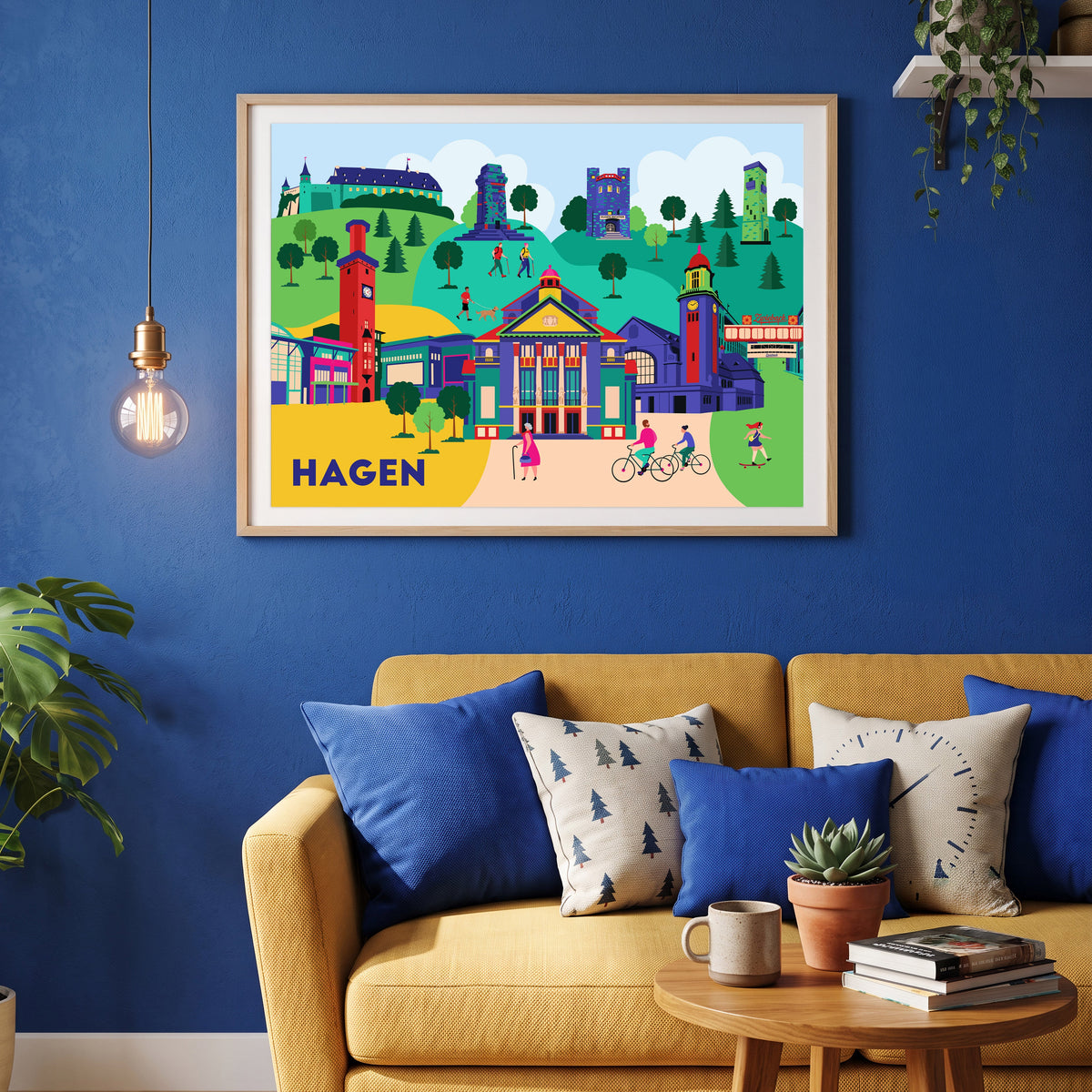 Wohnzimmer Bilder Inspiration mit dem gerahmten Hagen Plakat.