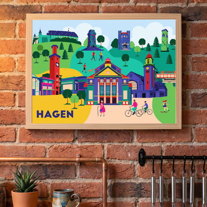 Das Hagen Poster als kreatives Geschenk zum Einzug dekoriert.