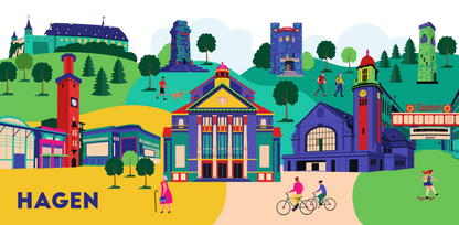 Stilvolles Stadtkind Souvenir Hagen Illustration