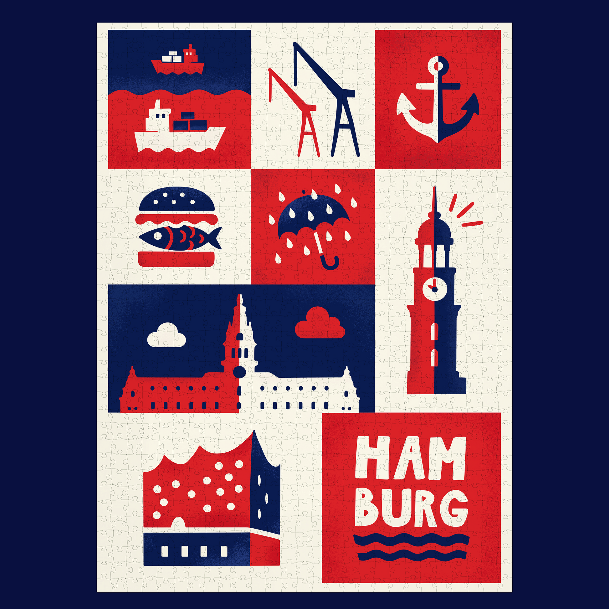 Detailaufnahme vom Hamburg Puzzle – Elbphilharmonie & Michel