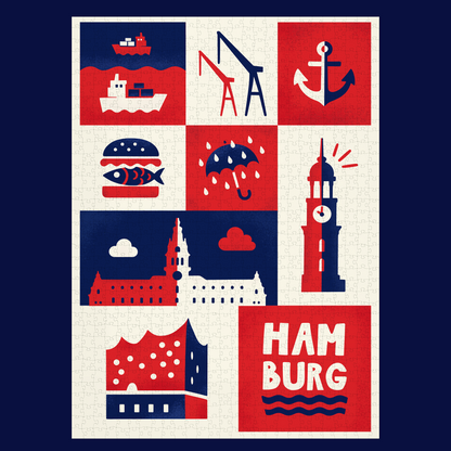 Detailaufnahme vom Hamburg Puzzle – Elbphilharmonie & Michel