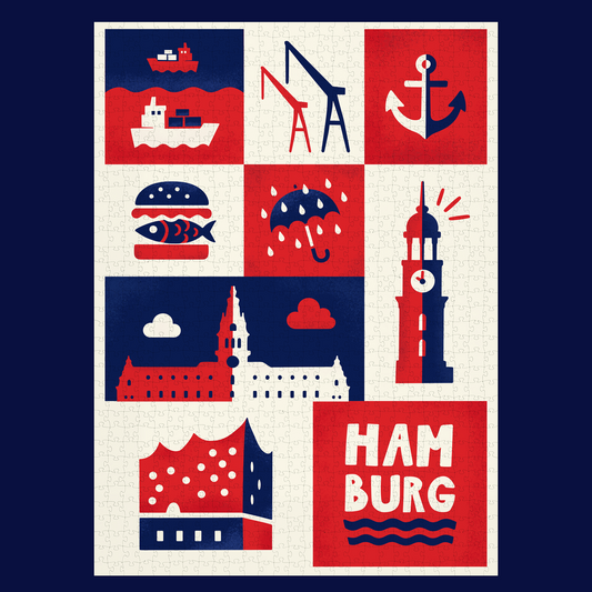 Detailaufnahme vom Hamburg Puzzle – Elbphilharmonie & Michel