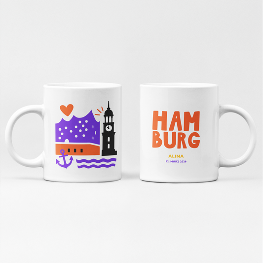 Personalisierbare Hamburg-Tasse aus Keramik