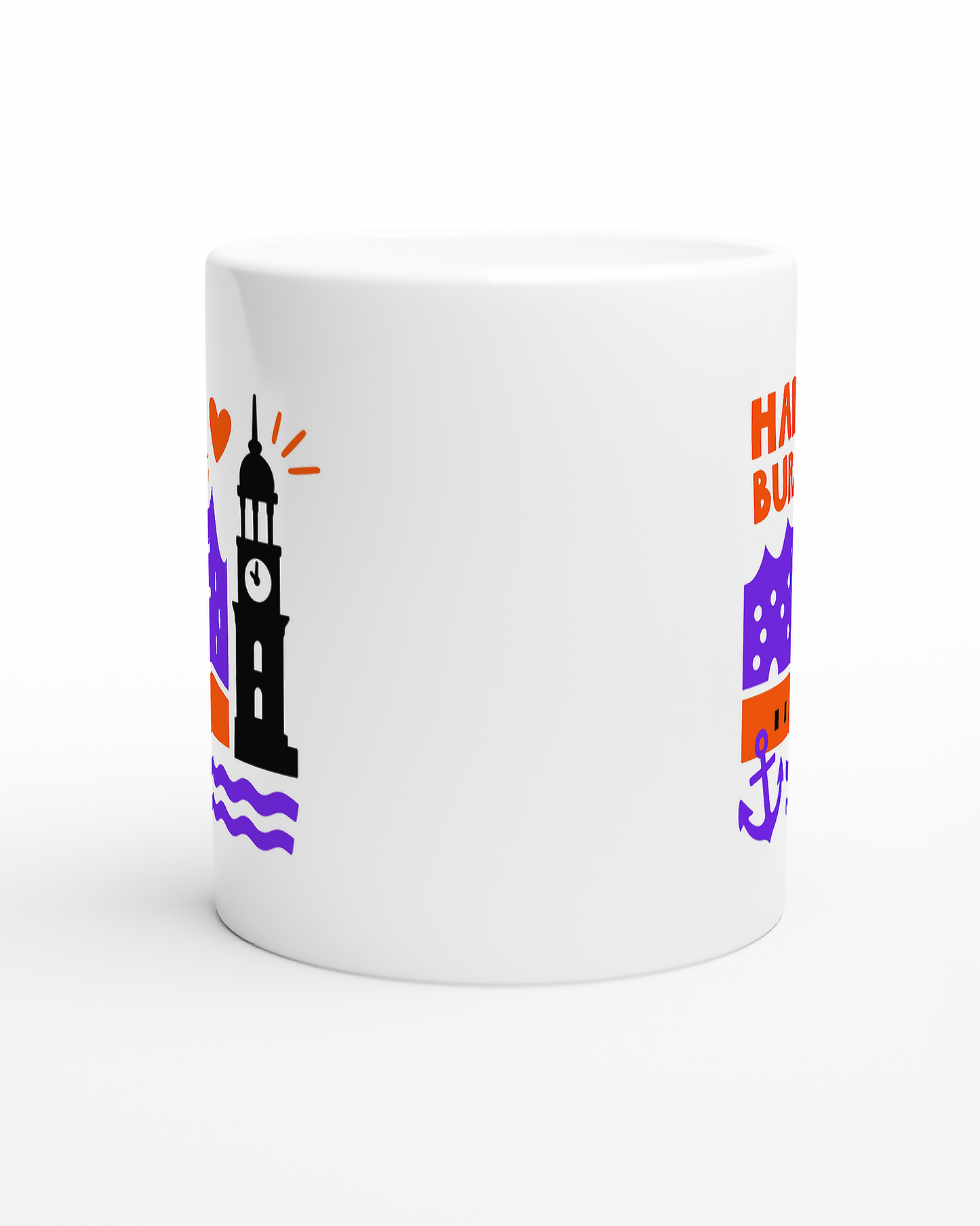 Design-Tasse mit Hamburg-Motiv, Anker und Herz