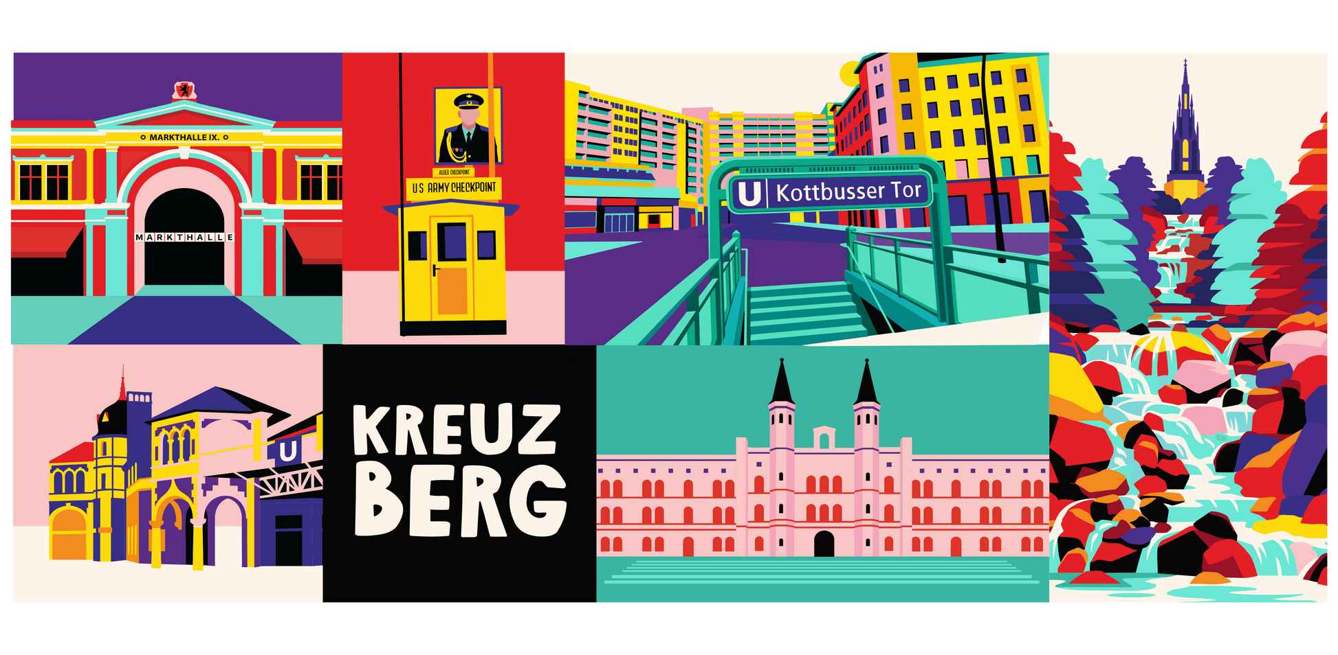 Hochwertig bedruckte Tasse mit urbanem Design und typografischem Schriftzug Kreuzberg.