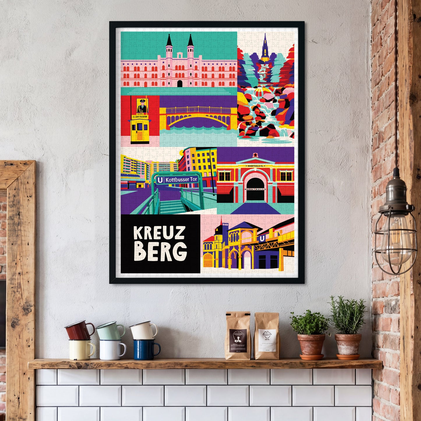 Berlin Kreuzberg Puzzle mit Kotti und Bethanie gerahmt in einer modernen Küche 