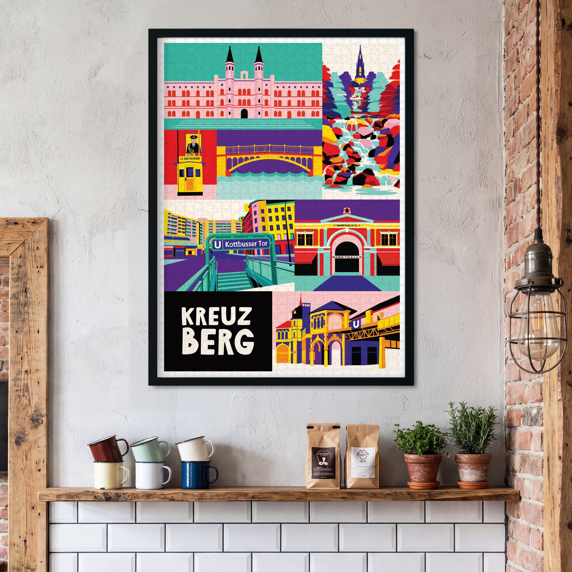 Berlin Kreuzberg Puzzle mit Kotti und Bethanie gerahmt in einer modernen Küche 