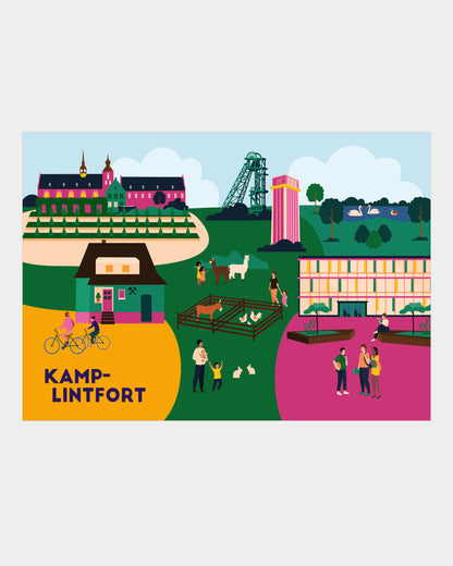 Minimalistischer Kunstdruck mit Wahrzeichen von Kamp-Lintfort