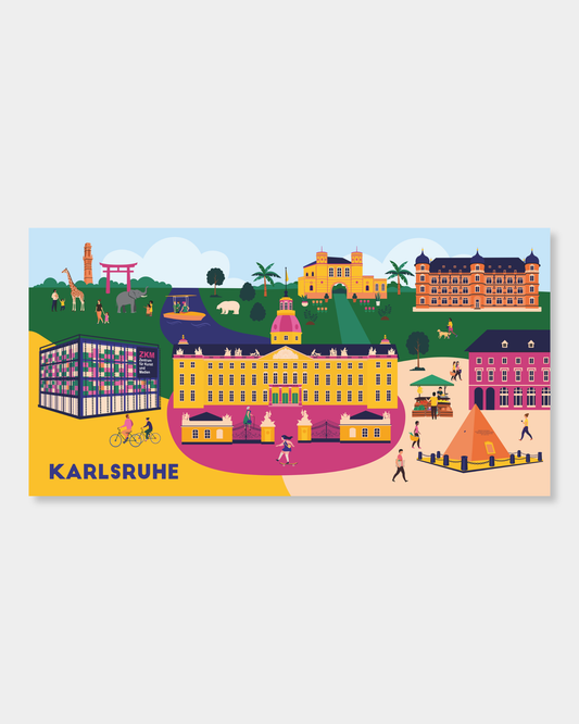 Leinwand Kunst Karlsruhe mit Schloss, Marktplatz & Botanischem Garten