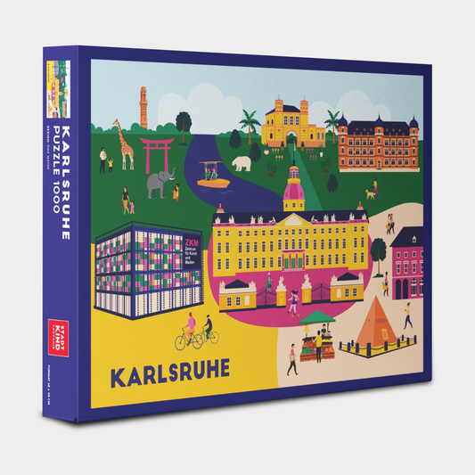 Modernes Karlsruhe Souvenir als Puzzle in Geschenkbox