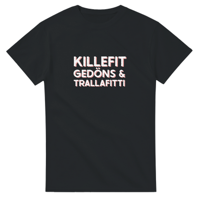 T-Shirt mit dem Ruhrpott-Spruch „Killefit, Gedöns & Trallafitti“  in Schwarz.