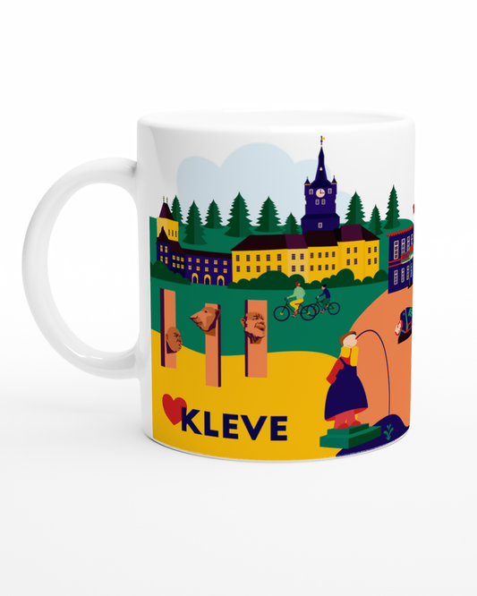 Kleve Tasse mit buntem Stadtmotiv und Schwanenburg