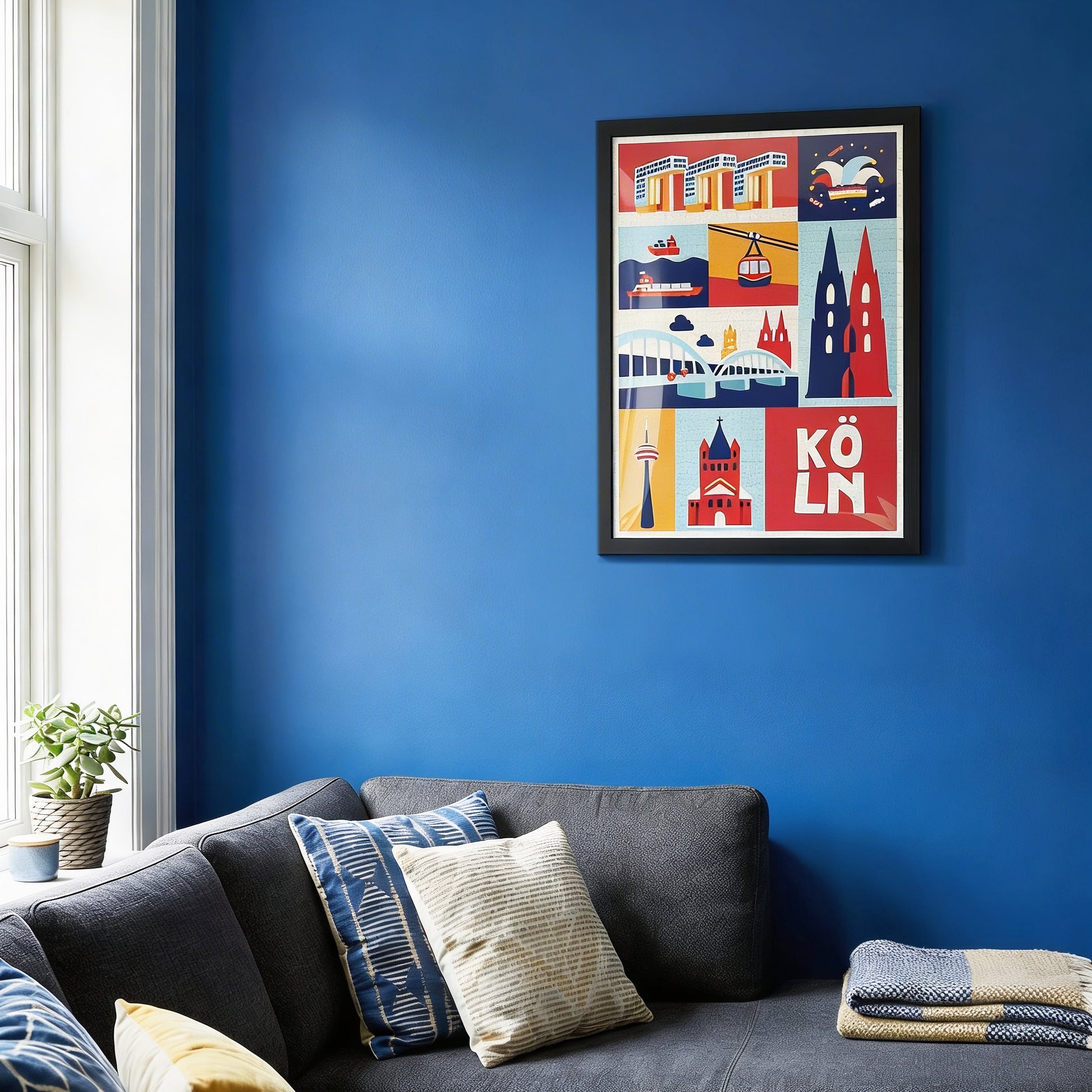 Wandkunst Köln Puzzle gerahmt für Wohnzimmer