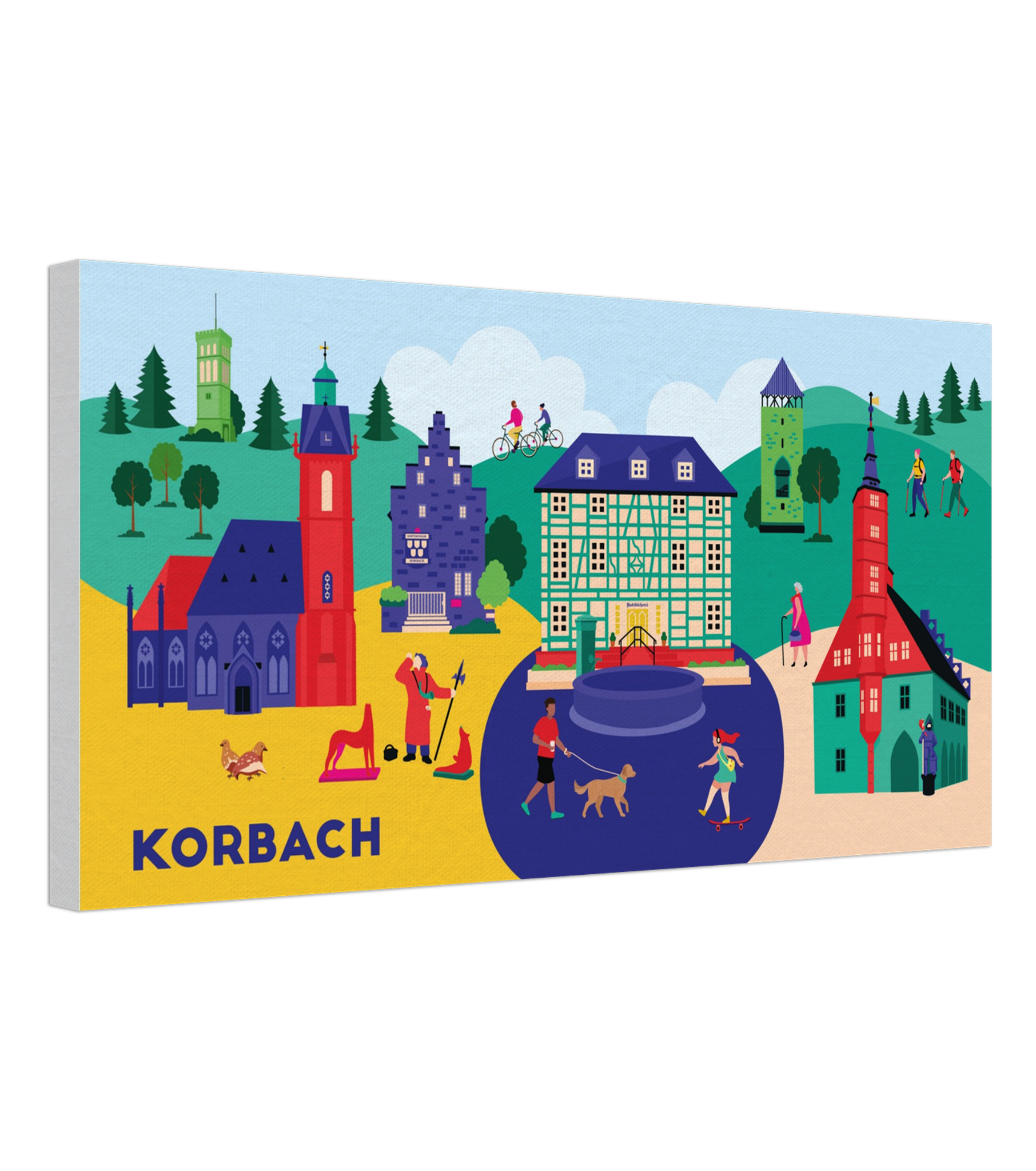 Wandbild Korbachmit Kilianskirche, Rathaus & Tylenturm als Kunst auf Leinwand
