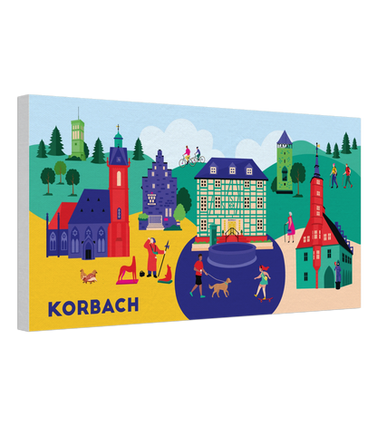 Wandbild Korbachmit Kilianskirche, Rathaus & Tylenturm als Kunst auf Leinwand

