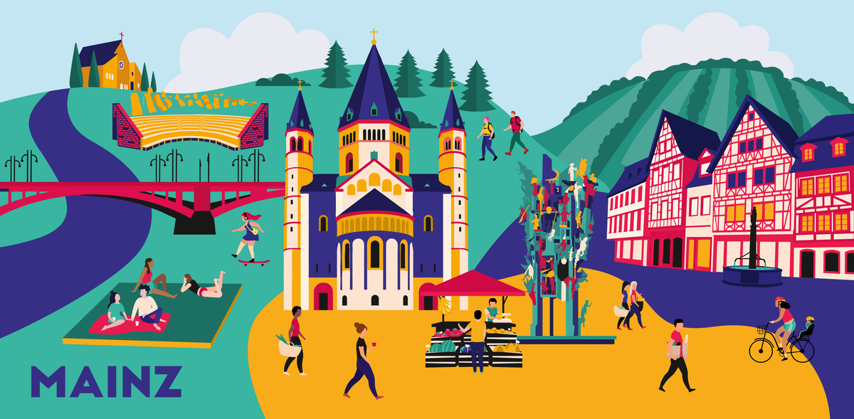 Große Panorama Wandkunst Mainz als kreative Geschenkidee zum Einzug.