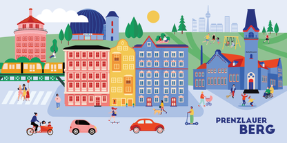 Urbane Berlin Illustration im skandinavischen Stil
