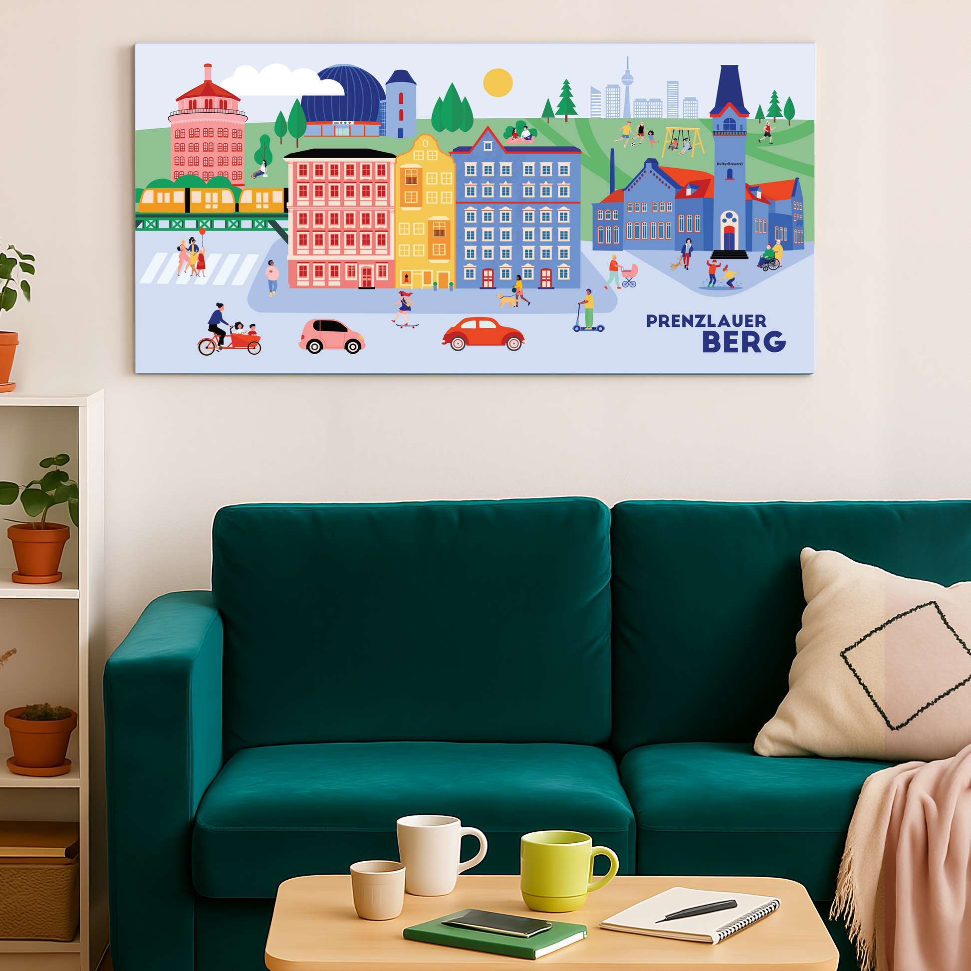 Leinwand mit Prenzlauer Berg Illustration für Wohnzimmer