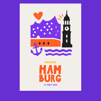 Personalisiertes Hamburg Poster, Geschenkidee zum Einzug oder zur Geburt