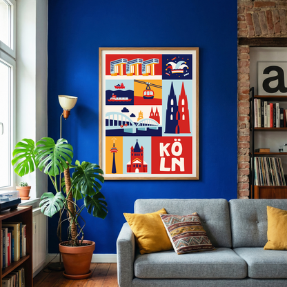 Minimalistisches Köln Poster Wohnzimmer modern