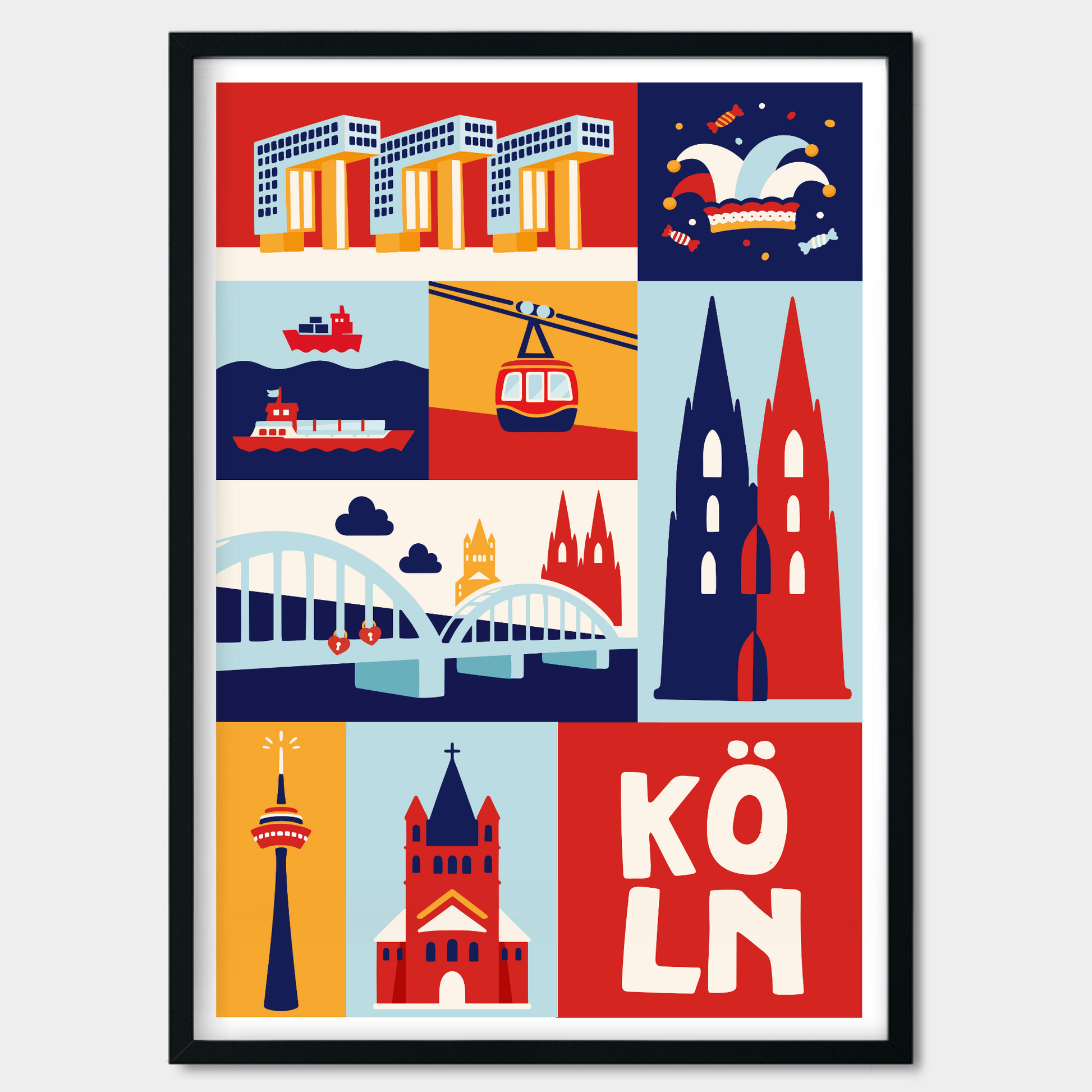 Grafisches Stadtposter Köln im Retro Design