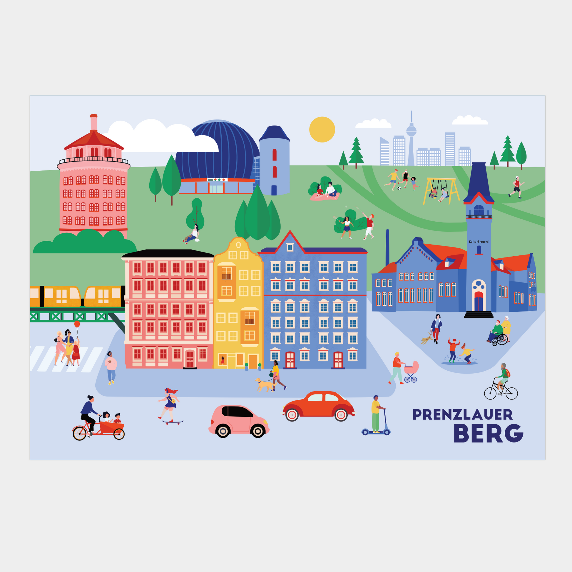 Berlin Prenzlauer Berg Poster mit Kulturbrauerei und Mauerpark