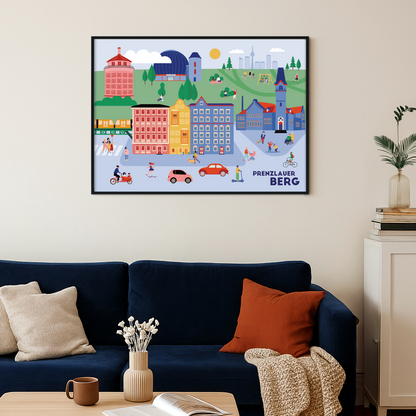 Wandkunst im skandinavischen Stil mit Berliner Wahrzeichen fürs Wohnzimmer