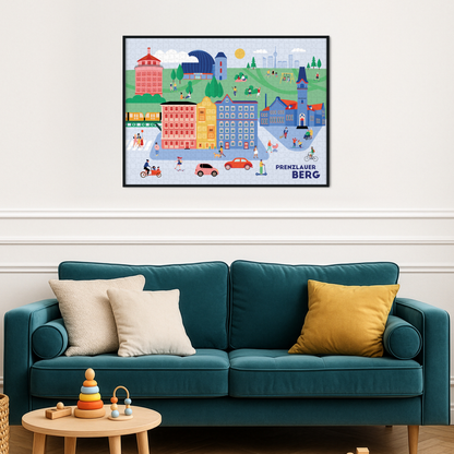 1000 Teile Puzzle mit Prenzlauer Berg Sehenswürdigkeiten und Familienmotiven