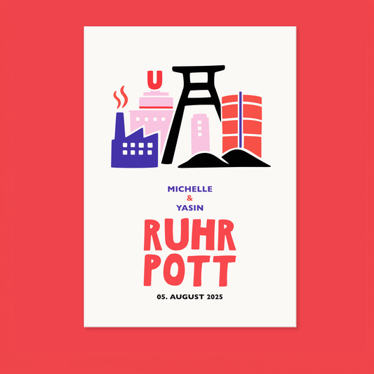 Moderne Ruhrpott Illustration als personalisierte Wandkunst